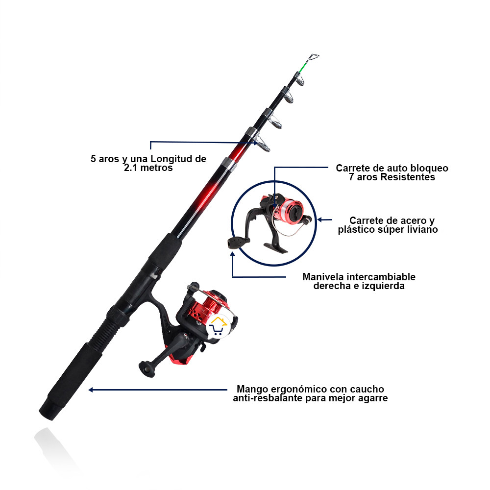 Miniatura 4 de Caña De Pescar 2.10 Mts Anzuelos SY200